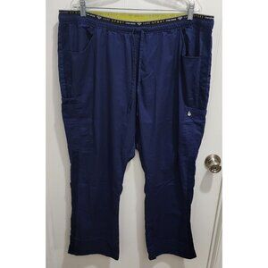 Cherokee Luxe Sport Scrub Pants Mid Rise Straight Leg Pull On CK003 Blue Sz 2XL